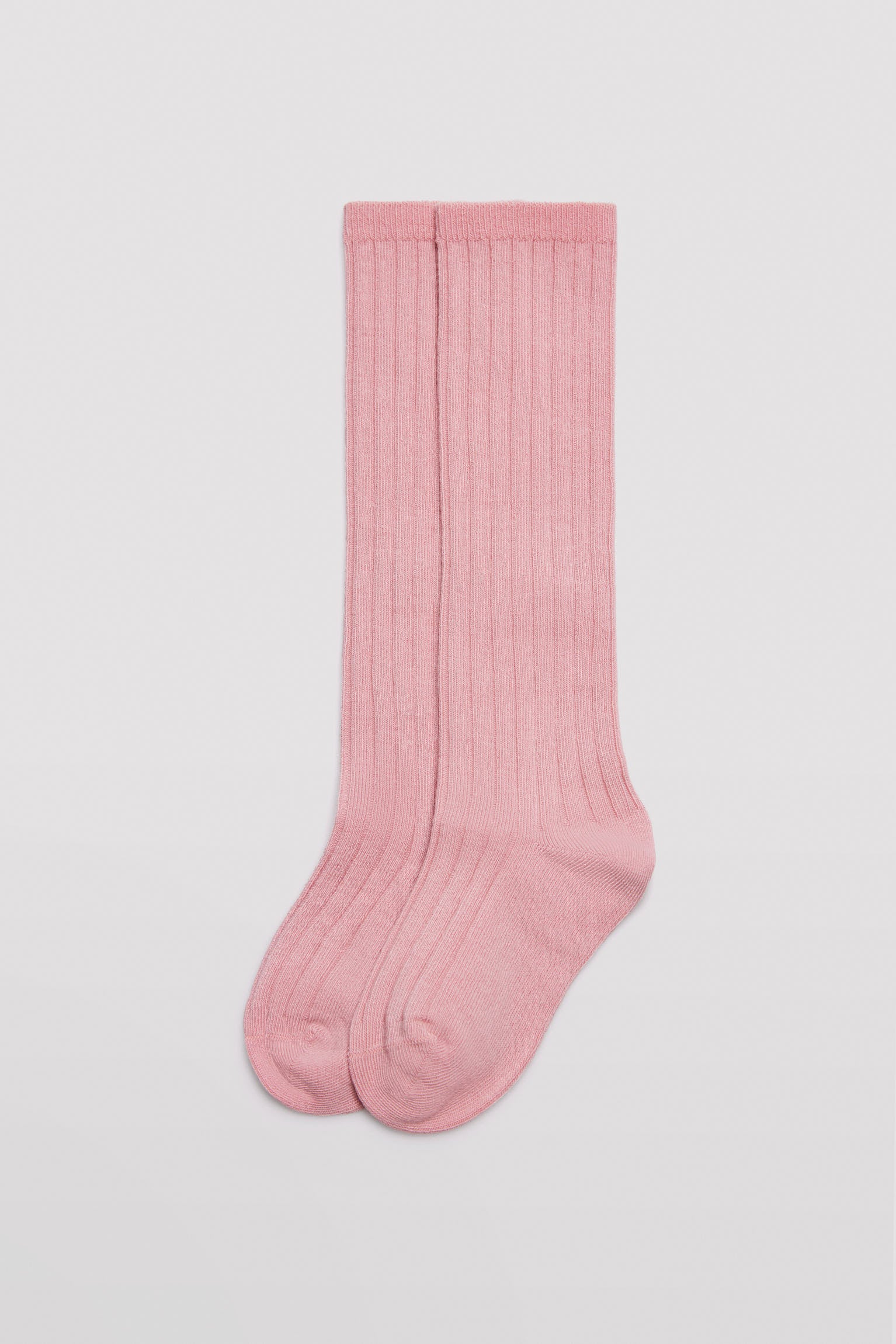 Calzino lungo da bambino a coste rosa
