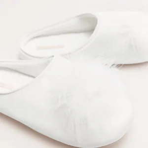 Pantofole in piume di marabù bianche | Collezione sposa