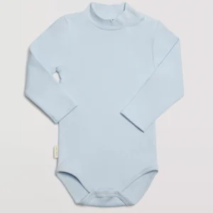Body basic per neonata con dolcevita azzurro