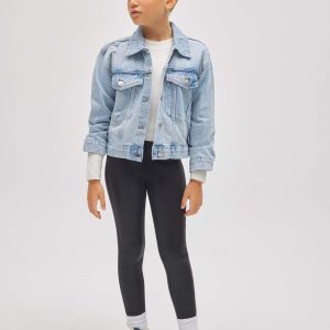 Leggings termici effetto pelle nera per bambine