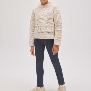 Leggings termici effetto denim blu navy da bambina