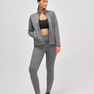 Leggings termici sportivi in pile grigio