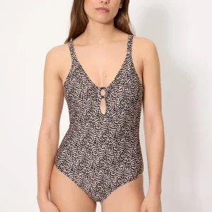 Costume da bagno modellante con stampa glitterata e dettaglio con chiusura, coppa B