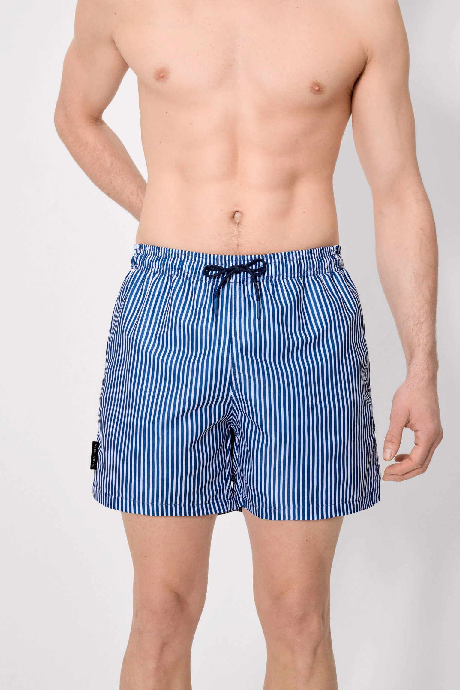 Costume da bagno intero con stampa a righe blu - immagine 2