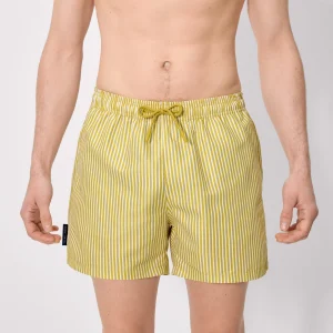 Costume da bagno intero con stampa a righe gialle